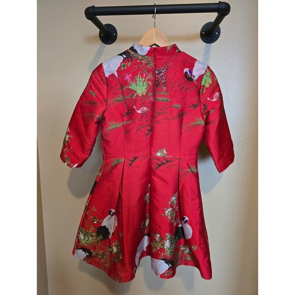 Crane print QiPao Dress size medium - Picture 6 of 9